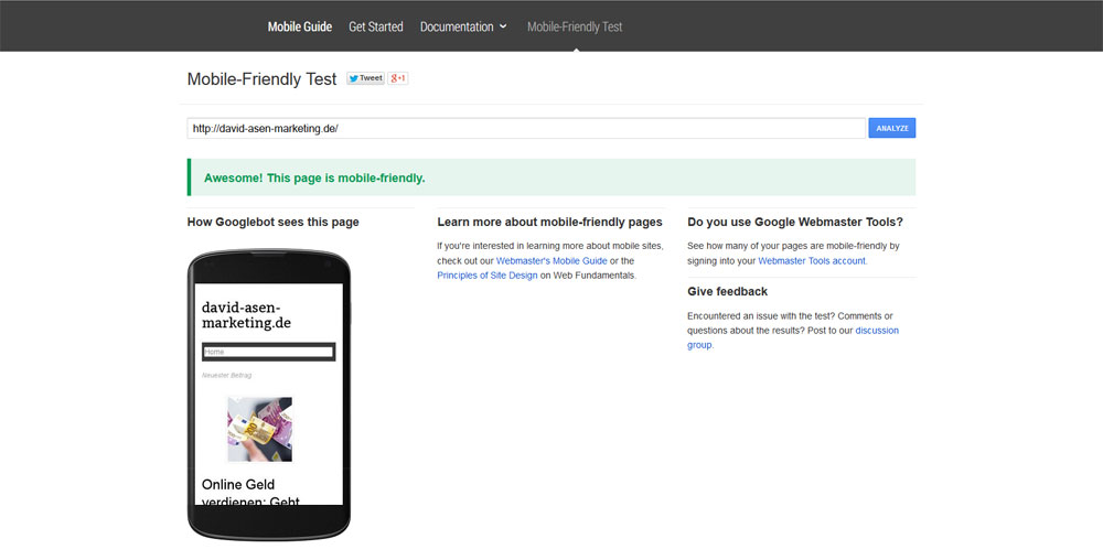 Googles Mobile-Friendly-Test